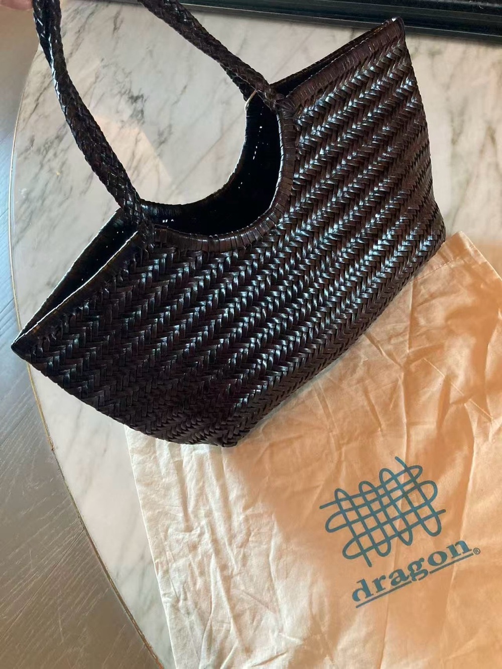 Dragon Diffusion Brown Nantucket Basket Bag Shoulder Tote Bag - Picture 6 of 14